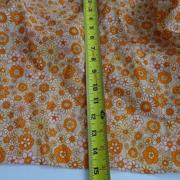 Floral Tie-Front Wide Sleeve Crop Cover-Up Jacket Women Size L Orange Retro Fall - Picture 10 of 11